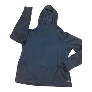 SWEATY BETTY Woman’s Medium Run Hoodie In Navy Scuba like Cinched Back